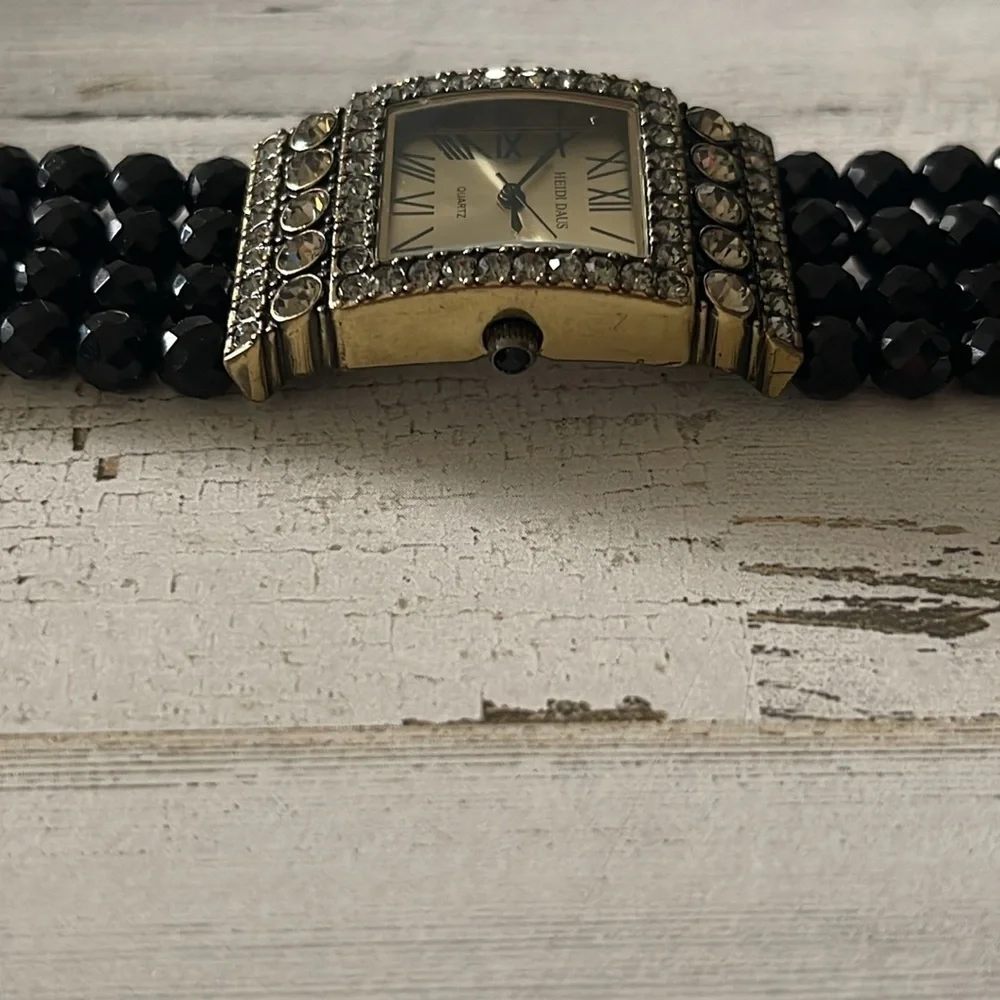 Sparkling Heidi Daus Black Beaded Crystal Watch.